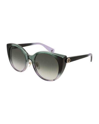 Gucci 54mm Cat Eye Sunglasses - Sage/ Lilac/ Green Gradient