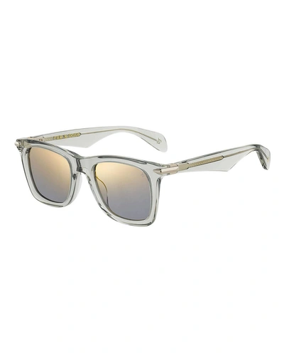 Rag & Bone Men's Square Translucent Acetate Sunglasses In Grey