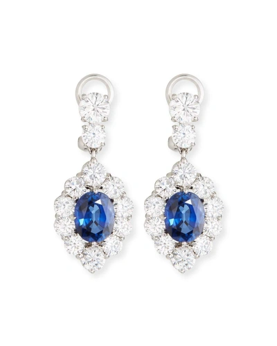 Fantasia By Deserio Synthetic Sapphire Oval Drop Earrings In Blue