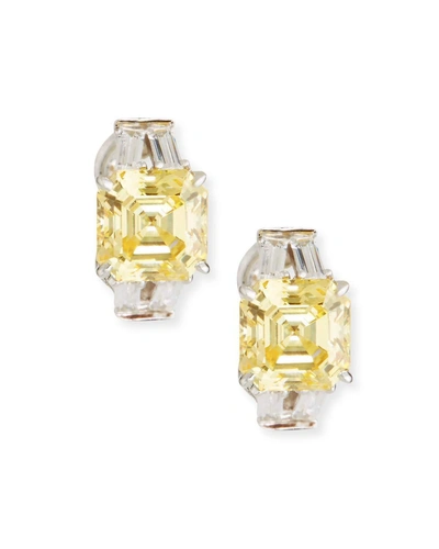 Fantasia By Deserio Yellow & Clear Cubic Zirconia Earrings