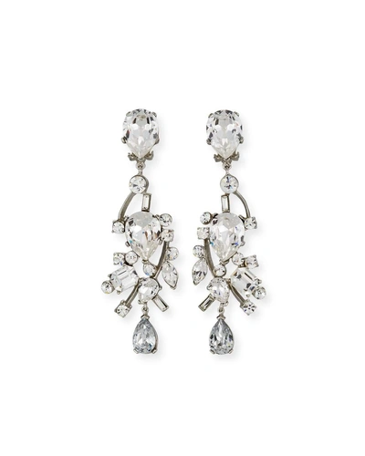 Jose & Maria Barrera Mixed-cut Crystal Clip-on Earrings In Silver
