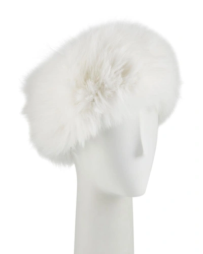 Kelli Kouri Fox Fur Ear Warmer Headband In White