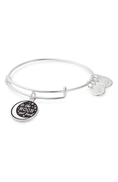 Alex And Ani Stellar Love Charm Expandable Wire Bangle In Silver
