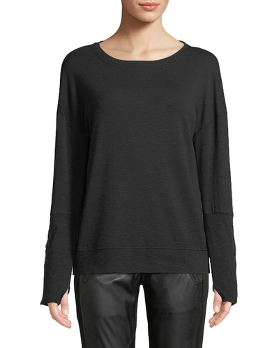 Blanc Noir Marin Crewneck Pullover Sweatshirt In Black
