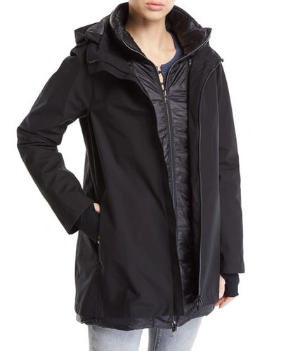 Herno 3-in-1 Padded Rain Coat W/ Hood In Black