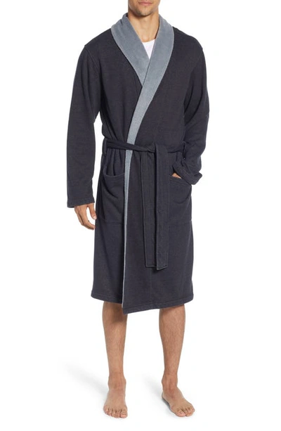 Ugg Heritage Comfort Robinson Double-knit Robe In Black Bear Heather