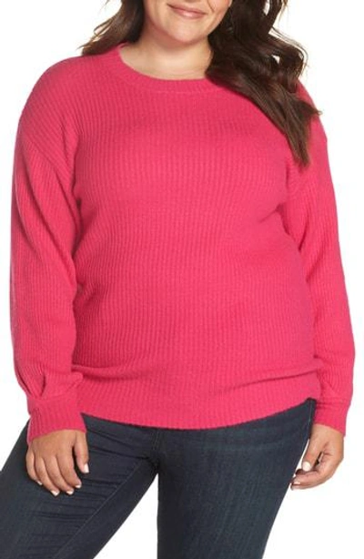 Glamorous Pleat Sleeve Sweater In Hot Pink
