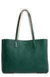 Tory Burch Perry Leather Tote - Green In Norwood / Shell Pink