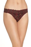 Hanky Panky Cross-dyed Signature Lace Original-rise Thong In Black/ Red