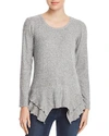 Status By Chenault Tiered Ruffle Trim Sweater In Heather Gray