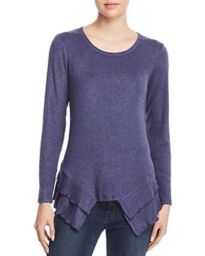 Status By Chenault Tiered Ruffle Trim Sweater In Blue