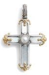 Konstantino Hestia Sterling Silver Pearl Cross Pendant