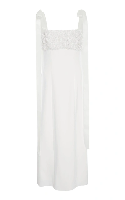 Carolina Herrera Women's Hyacinth Embellished Cropped Crepe De Chine Column Dress In Ivory,white