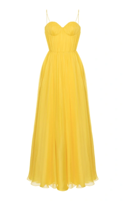 Rasario Empire-waist Silk Gathered Gown In Yellow ModeSens
