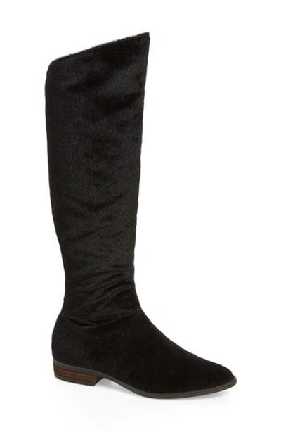 Band Of Gypsies Luna Over The Knee Boot In Black Faux Pony