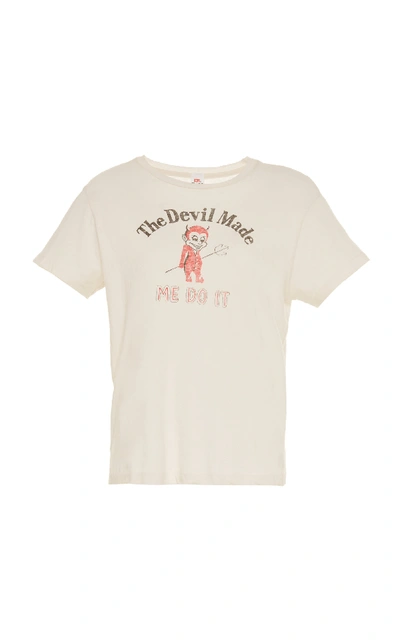 Re/done Devil Made Me Do It Classic Cotton T-shirt In Vintage White