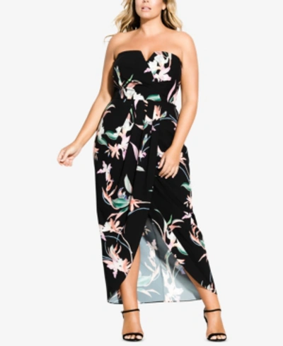 City Chic Trendy Plus Size Faux-wrap Maxi Dress In Love Birds