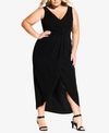 City Chic Trendy Plus Size Faux-wrap Maxi Dress In Black
