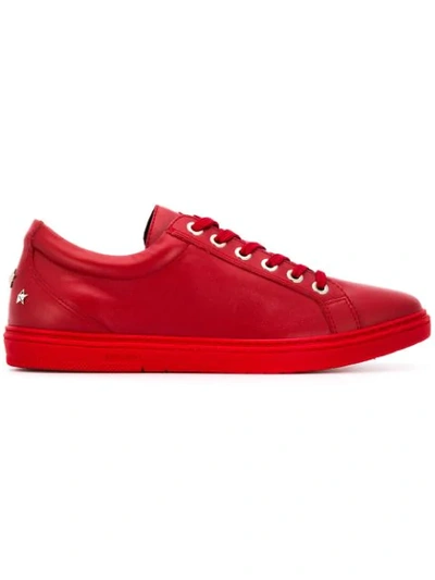 Jimmy Choo Cash Red Soft Leather Low Top Trainers