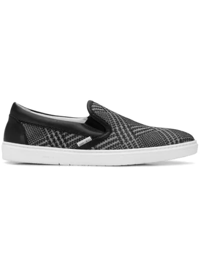 Jimmy Choo Grove Mink And Black Prince Of Stars Flannel Slip On Trainers