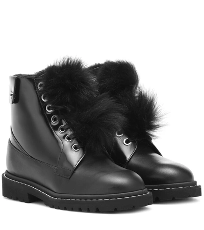 Jimmy Choo The Voyager Snow Heated Shearling-trimmed Glossed-leather Ankle Boots In Black