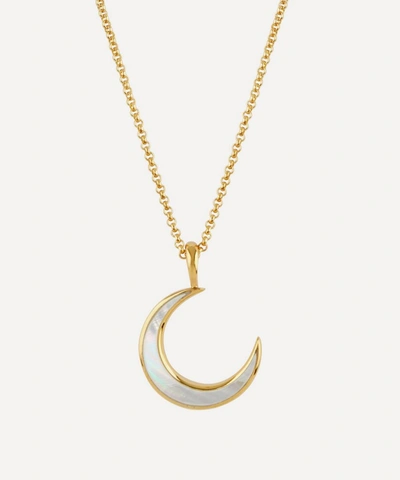 Dinny Hall 22ct Gold Plated Vermeil Silver Mother Of Pearl Moon Charm Pendant Necklace