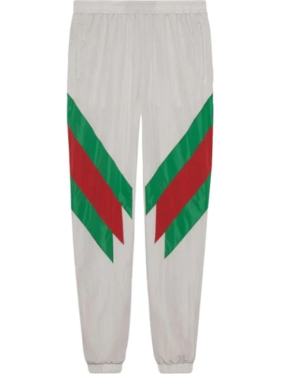 Gucci Oversize Track Bottoms With Web Intarsia In Ivory