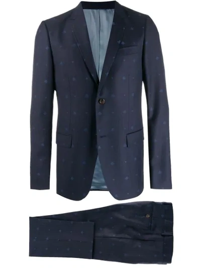 Gucci Bees And Hearts Wool Suit In Blue