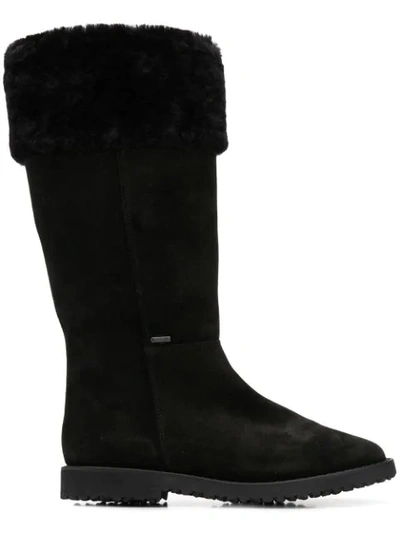 Hogl Fur Trim Boots In Black