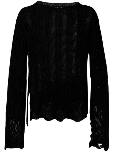 Faith Connexion Destroyed Cotton Sweater In Black