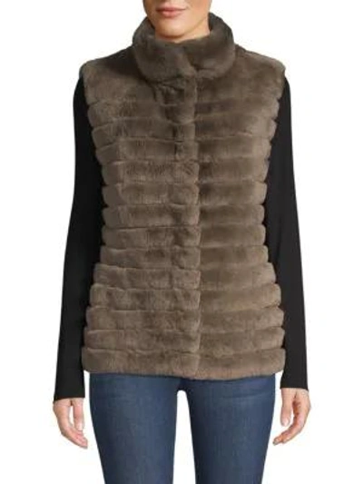 Glamourpuss Rabbit Fur Vest In Dark Taupe