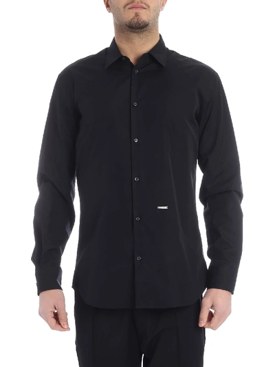 Dsquared2 Stretch Cotton Shirt In Black
