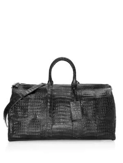Santiago Gonzalez Crocodile Skin Duffle Bag In Charcoal