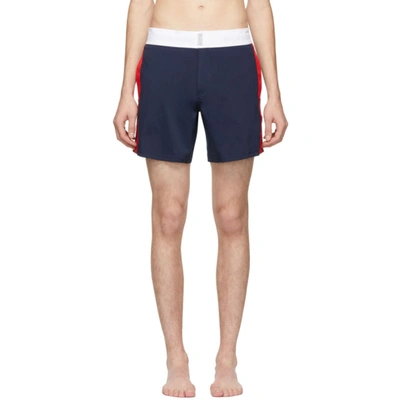 Vilebrequin Merle Superflex Tricolor Swim Trunks In Bleu Marine 390