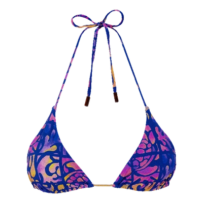 Vilebrequin Women Swimwear - Women Triangle Bikini Top Phuket - Swimwear - Fleur In Sea Blue