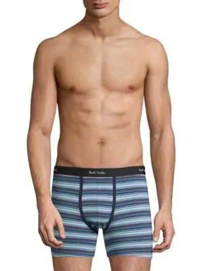 Paul Smith Long-leg Stripe Trunks In Blue