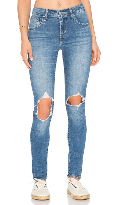 Levi's 721 Ripped High Waist Skinny Jeans In Rugged Indigo