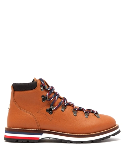 Moncler Peak Lace-up Leather Boots In Brown