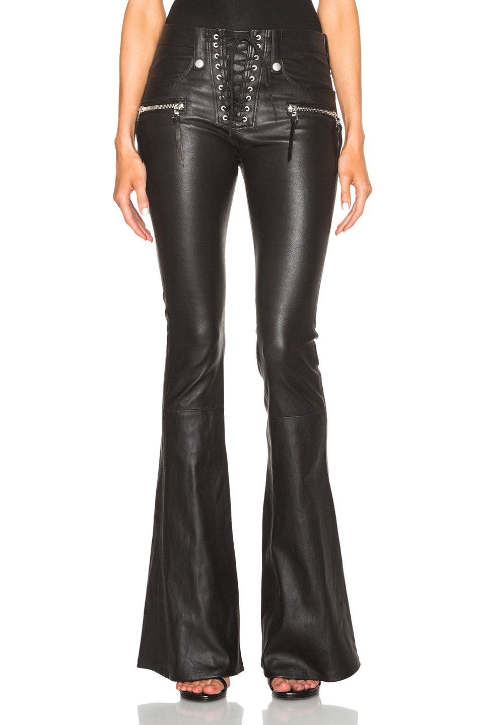 front lace up leather pants