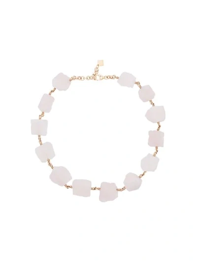 Marta Larsson 14k Yellow Gold Rose Quartz Not A Pearl Necklace In Pink