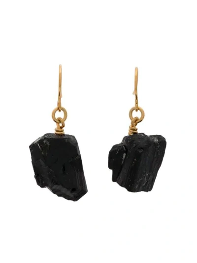 Marta Larsson Gold Plated The Raw One Black Tourmaline Earrings