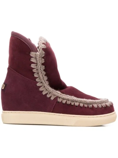 Mou Knitted Detail Eskimo Boots - Purple