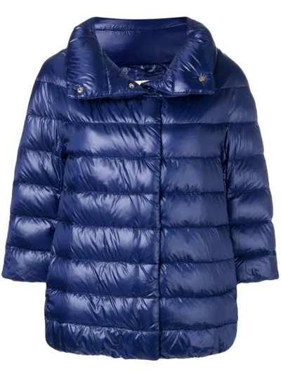 Herno Short Padded Jacket In Blue