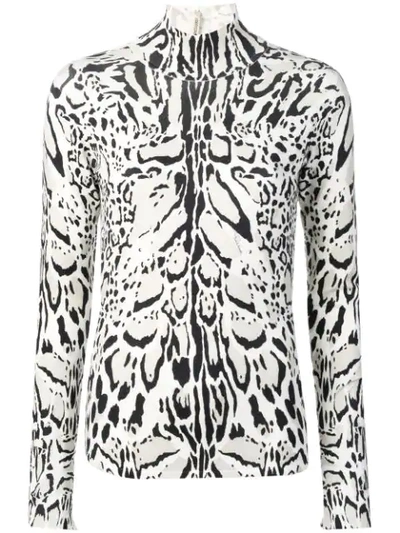 Roberto Cavalli Lynx-print Turtleneck Sweater - Neutrals