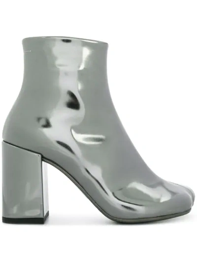 Mm6 Maison Margiela Coated Ankle Boots In Silver