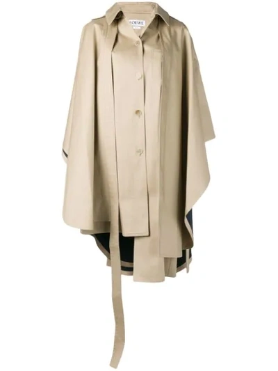 Loewe Cape Style Trench Coat In Beige|beige