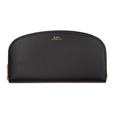 Apc Leather Continental Wallet In Lzz Noir