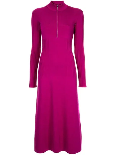 Sykes Half Zip Knitted Dress In Purple