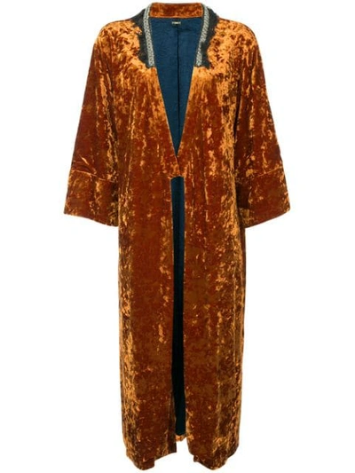 Muller Of Yoshiokubo Velvet Kimono Coat In Orange