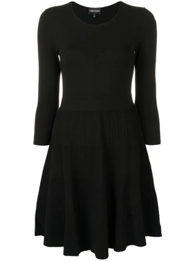 Emporio Armani Flared Fitted Dress In Black